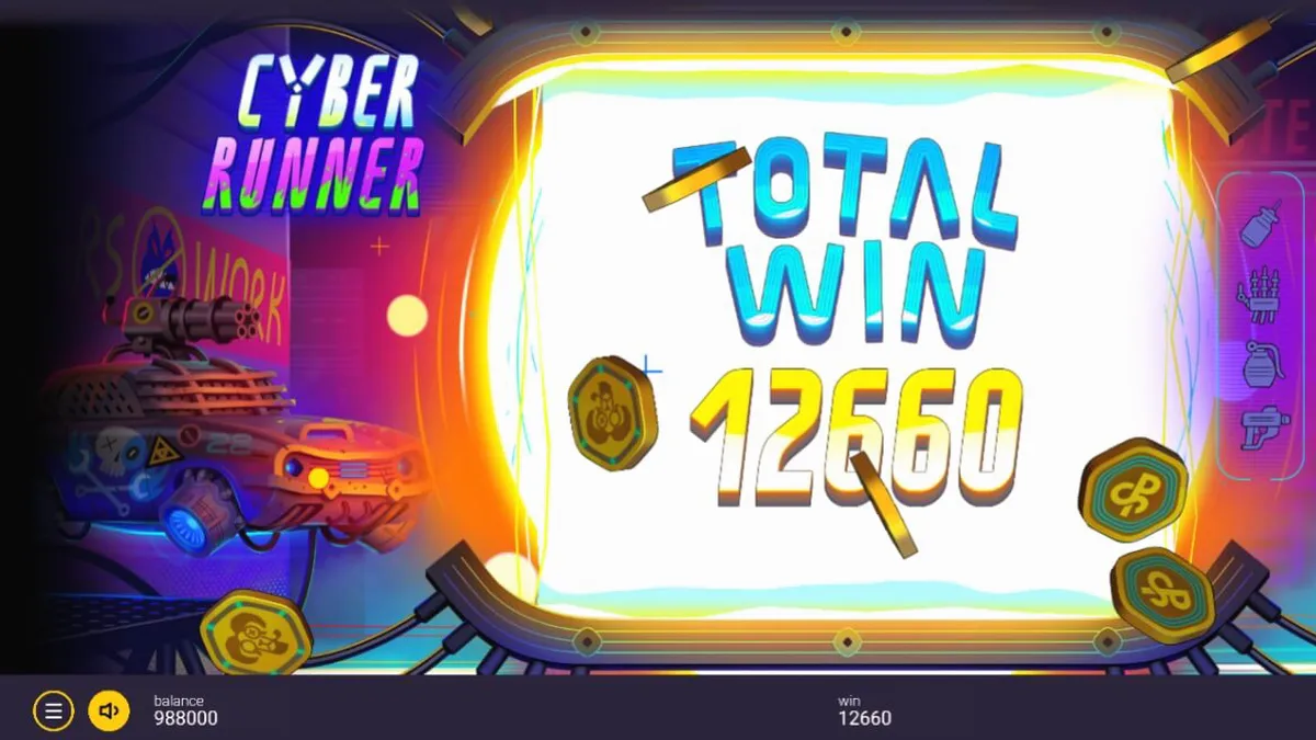 Giao diện trò chơi Cyber Runner với phong cách neon cyberpunk